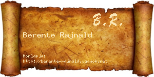 Berente Rajnald névjegykártya